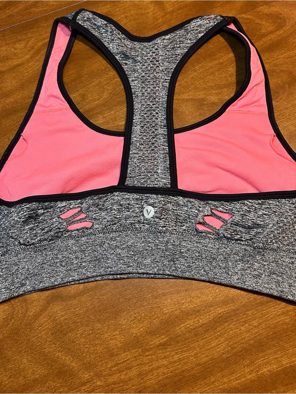 Velocity Pink and Gray Seamless Racerback Sports Bra - Picture 4 of 7